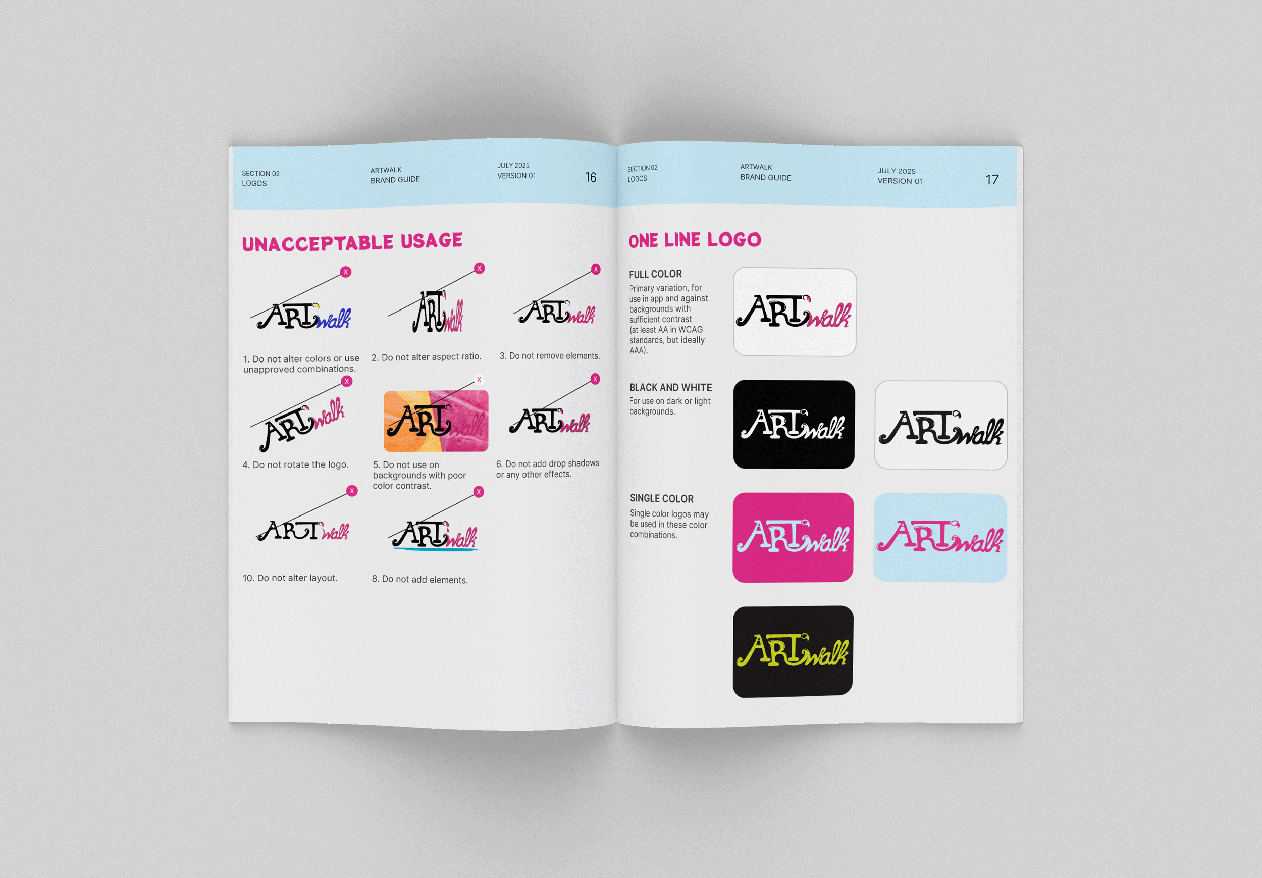 ArtWalk logos in an open book