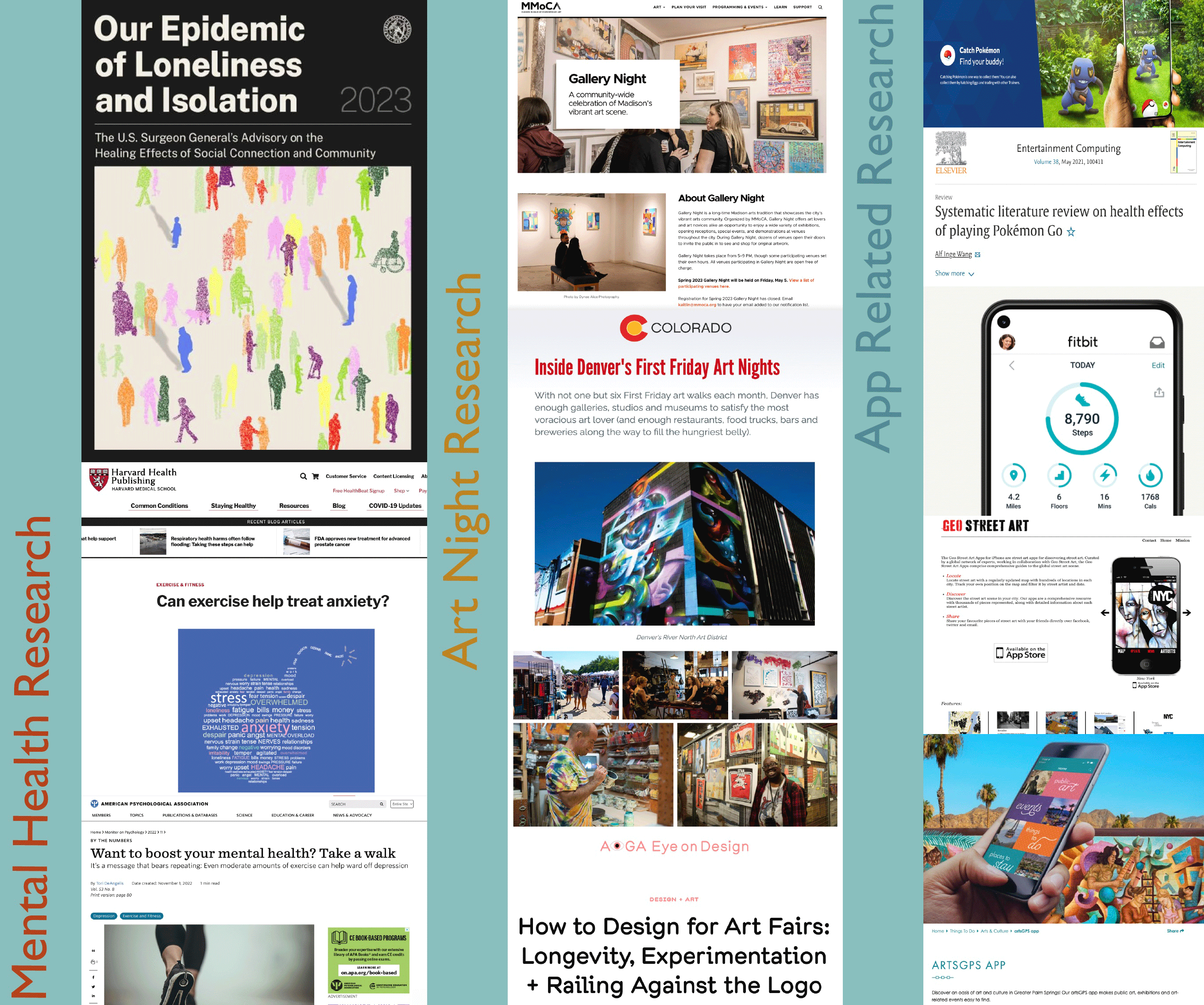 visual representations of mental health, exercise, and app research