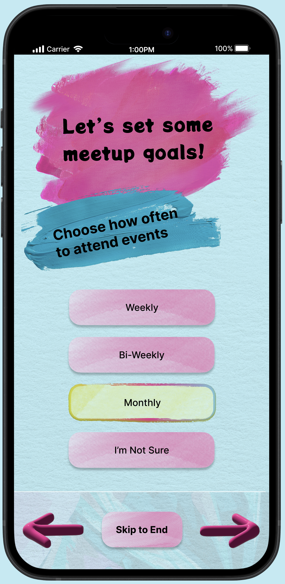 a pink and turquoise mural of flamingos viewed on a phone with a dialogue box showing information about the mural